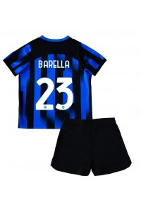 Fotbalové Dres Inter Milan Nicolo Barella #23 Dětské Domácí Oblečení 2023-24 Krátký Rukáv (+ trenýrky)